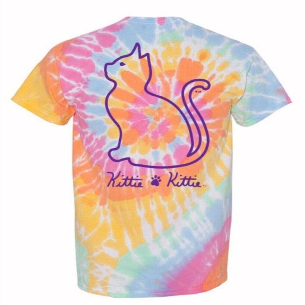 Kittie Kittie Cat Tie Dye Short Sleeve Youth T-Shirt NEW Fast Ship